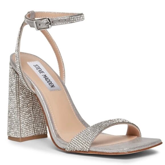 Steve Madden Silver Glitter Heels - Picture 3 of 11